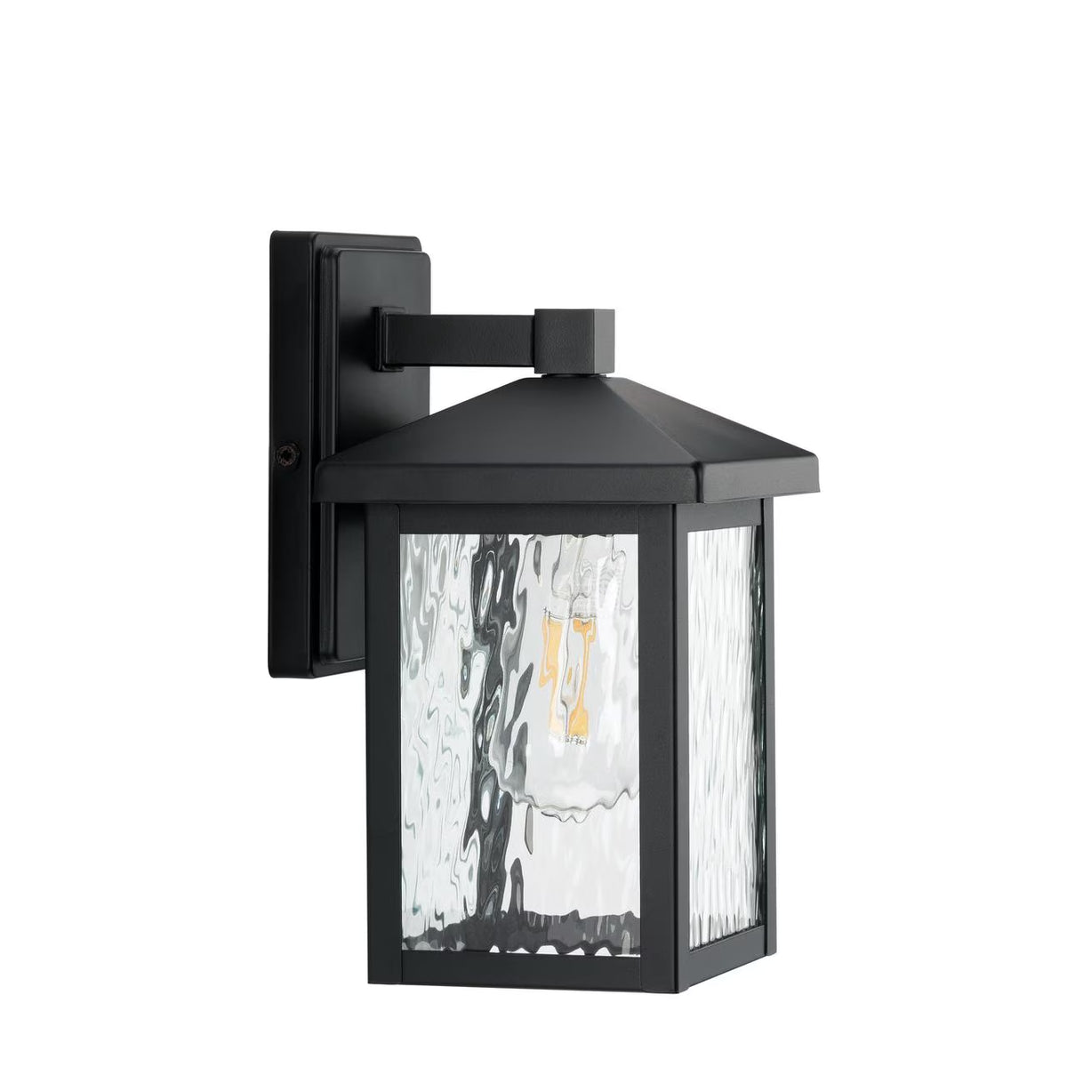 Owen 11.37" Black Outdoor Wall Lantern with Water Glass Shade