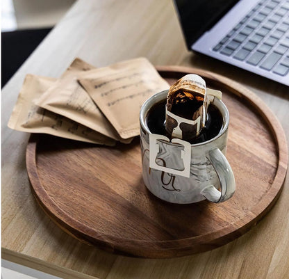 10 Inches Candle Holder Tray Home Decor, Acacia round Wood Tray for Coffee Table, Coffee Table Tray,Small Wooden Serving Tray, Decorative Trays for Home Decor(1 Pack)