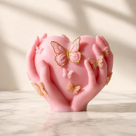 Silicone Molds for Adults - 3D Hands Holding Heart Butterfly Flexible Food Grade Mold, Craft Supplies for Adults for DIY Candle Making, Soap Casting