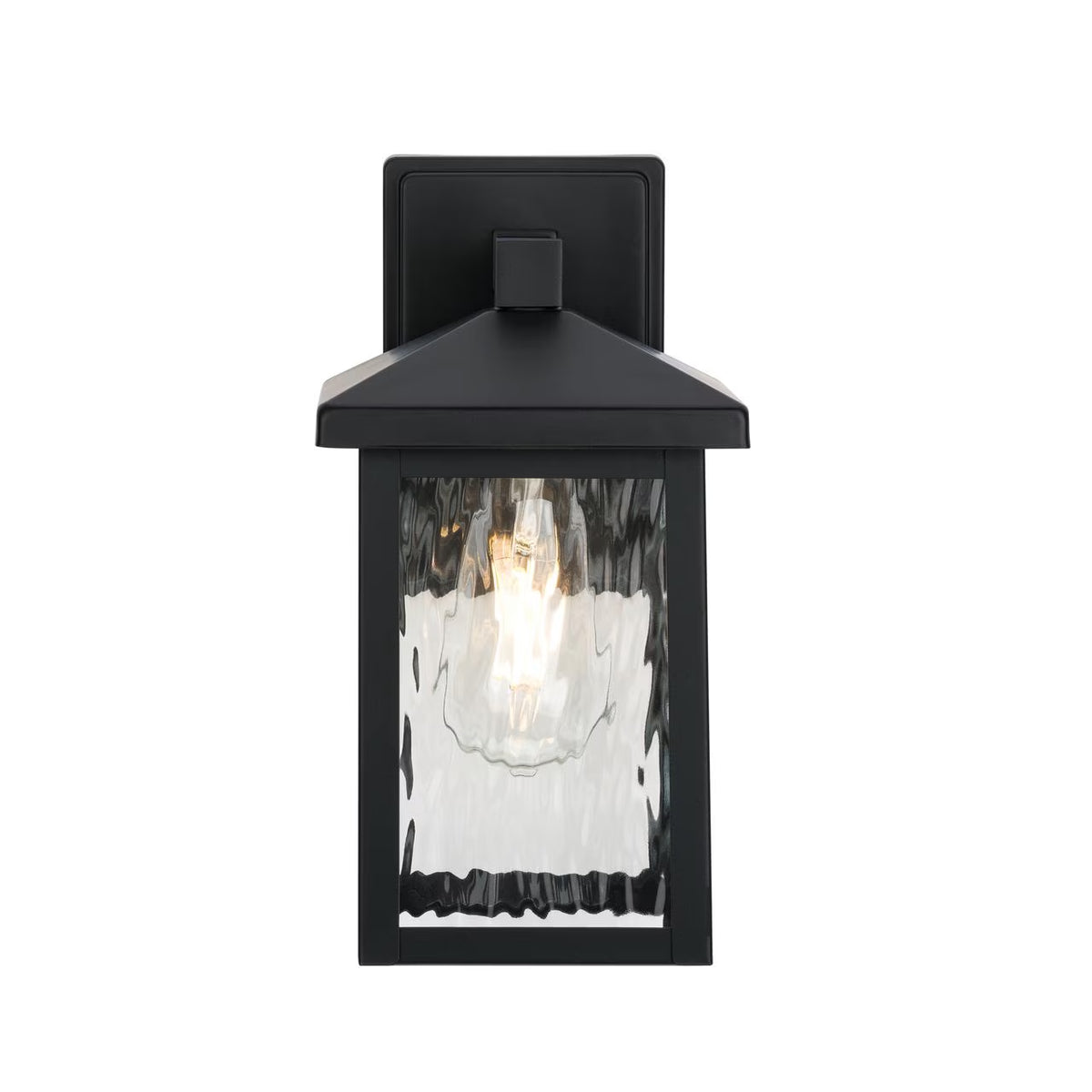 Owen 11.37" Black Outdoor Wall Lantern with Water Glass Shade