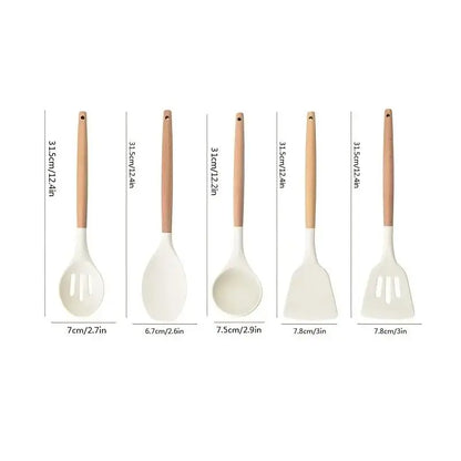 Silicone Kitchen Utensil Set with Storage Bin, 12Pcs/Set Kitchen Cooking Utensils Set, Summer for Gift, Kitchen Tool