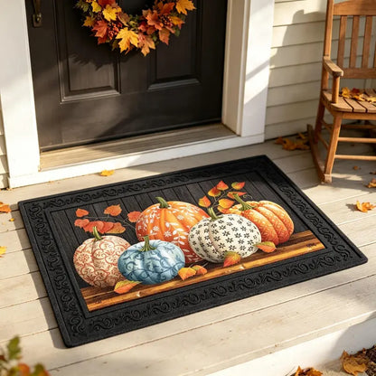 Elegant Pumpkin Fall Doormat, 36X20 in Waterproof Non-Slip ANTI-FATIGUE COMFORT PVC Doormat for Front Porch