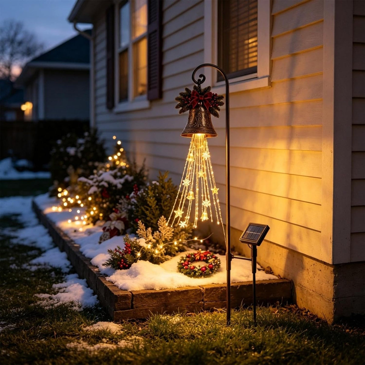 Christmas Bell Cascade Solar Yard Light for Christmas Yard Decor