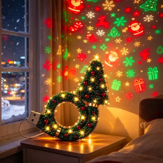 2026 New Christmas Tree Projector Night Light, USB Plug‑In LED Ceiling Xmas Projector Lamp, 6+ Festive Holiday Patterns, Warm Indoor Christmas Decor for Bedroom Party, Great Christmas Gift for Kids & Family
