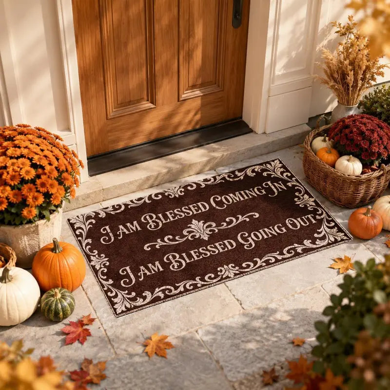 Elegant Pumpkin Fall Doormat, 36X20 in Waterproof Non-Slip ANTI-FATIGUE COMFORT PVC Doormat for Front Porch