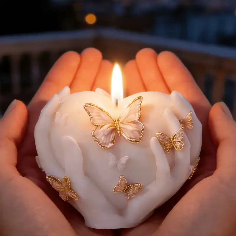 Silicone Molds for Adults - 3D Hands Holding Heart Butterfly Flexible Food Grade Mold, Craft Supplies for Adults for DIY Candle Making, Soap Casting
