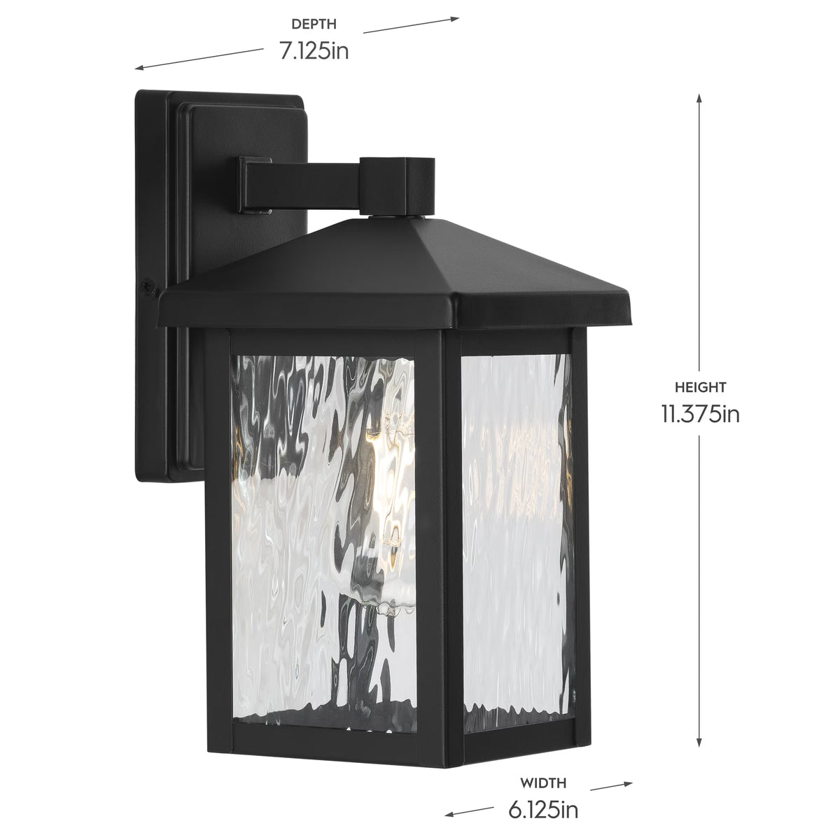 Owen 11.37" Black Outdoor Wall Lantern with Water Glass Shade