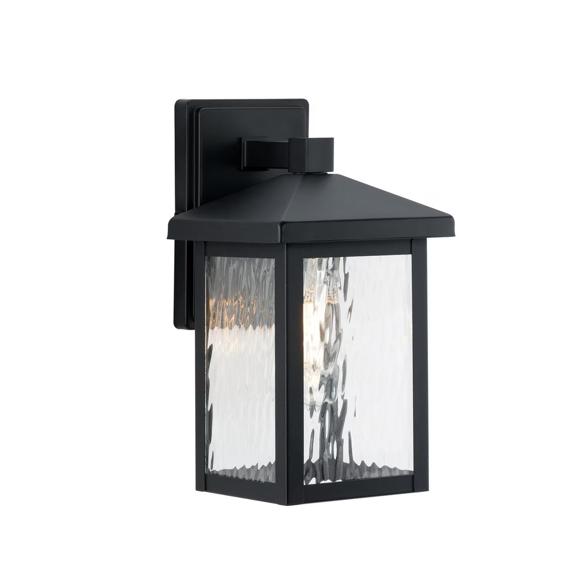 Owen 11.37" Black Outdoor Wall Lantern with Water Glass Shade