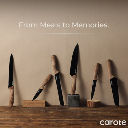 6Pcs Knife Set with 6Pcs Blade Guards, Black Granite Ceramic Coating, Stainless Steel Blade