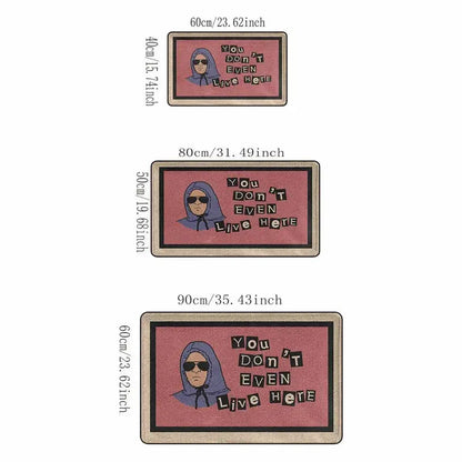 Funny Introvert Non-Slip Doormat with "You Don'T Even Live Here" Quote Print - Breathable Absorbent Washable Entryway Rug with Anti-Slip Grip, Durable Machine-Washable Home Decor Mat for Apartment Front Door