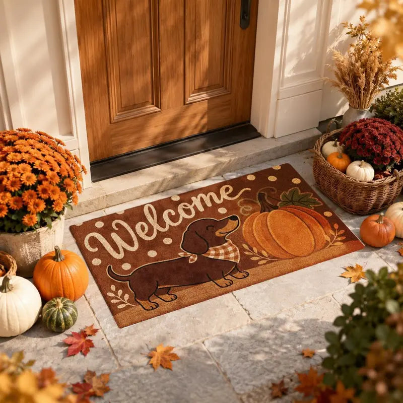 Elegant Pumpkin Fall Doormat, 36X20 in Waterproof Non-Slip ANTI-FATIGUE COMFORT PVC Doormat for Front Porch