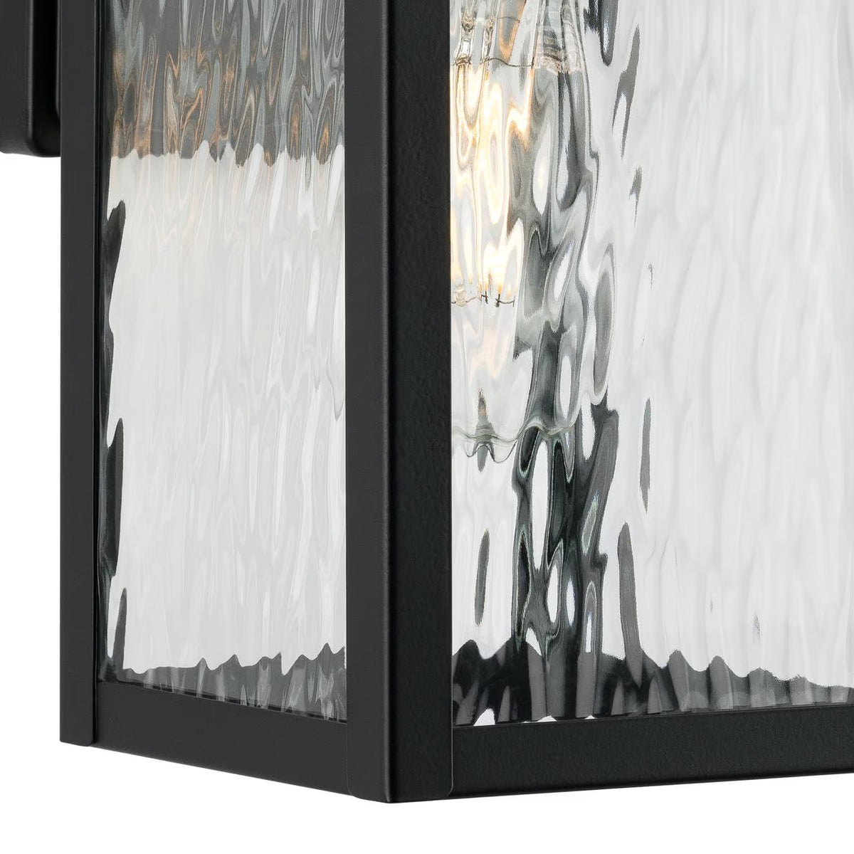 Owen 11.37" Black Outdoor Wall Lantern with Water Glass Shade