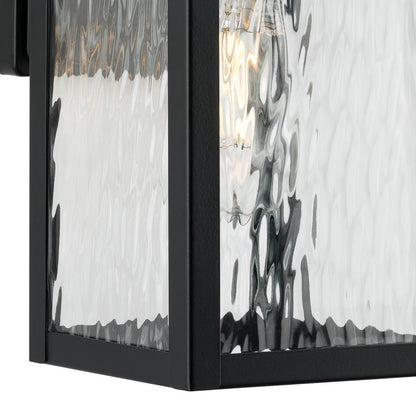 Owen 11.37" Black Outdoor Wall Lantern with Water Glass Shade