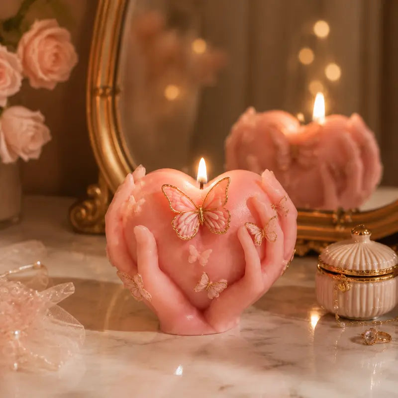 Silicone Molds for Adults - 3D Hands Holding Heart Butterfly Flexible Food Grade Mold, Craft Supplies for Adults for DIY Candle Making, Soap Casting