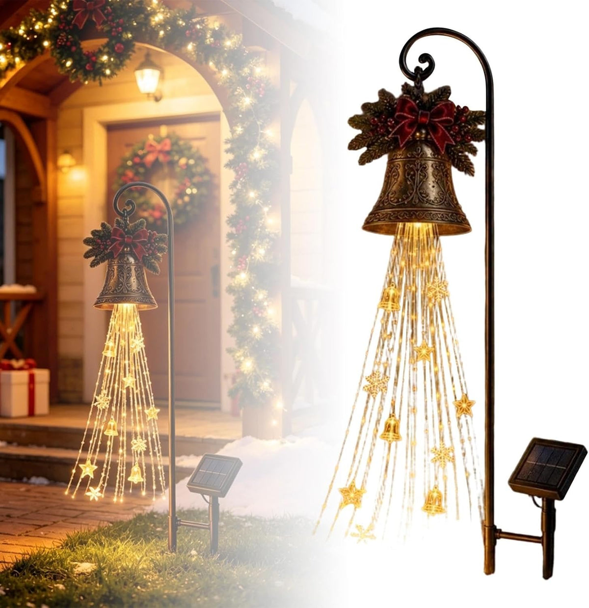 Christmas Bell Cascade Solar Yard Light for Christmas Yard Decor