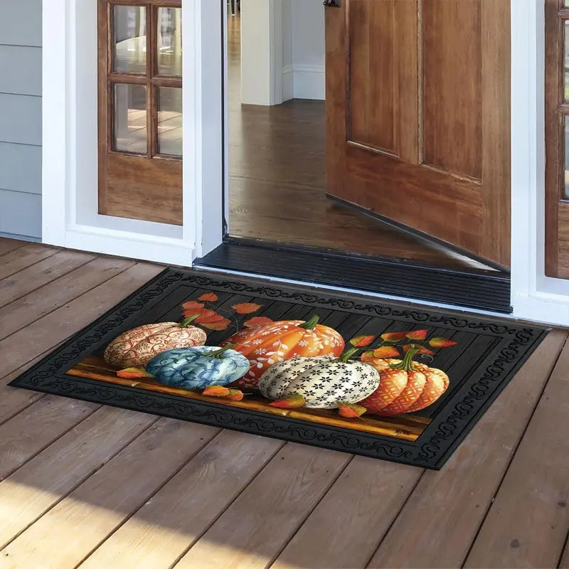 Elegant Pumpkin Fall Doormat, 36X20 in Waterproof Non-Slip ANTI-FATIGUE COMFORT PVC Doormat for Front Porch