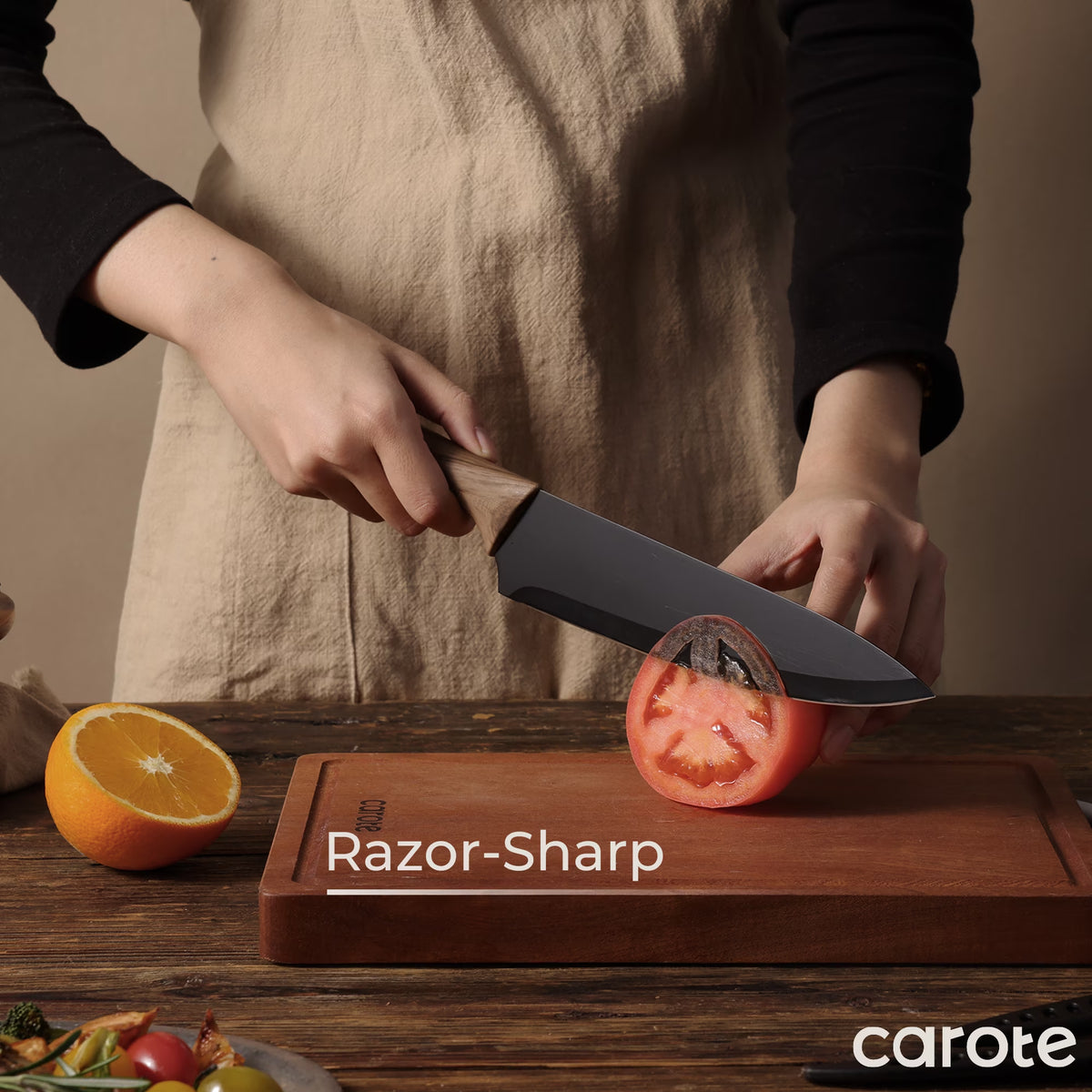 6Pcs Knife Set with 6Pcs Blade Guards, Black Granite Ceramic Coating, Stainless Steel Blade