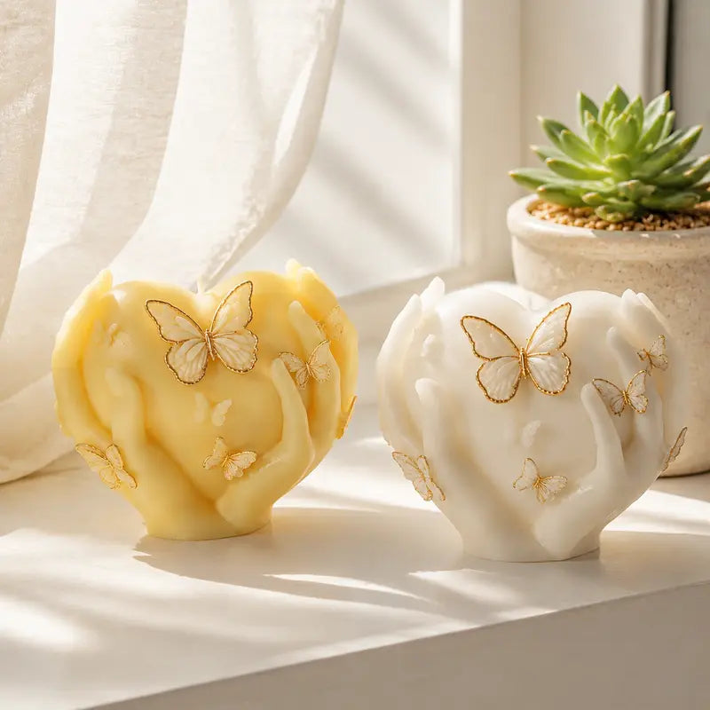 Silicone Molds for Adults - 3D Hands Holding Heart Butterfly Flexible Food Grade Mold, Craft Supplies for Adults for DIY Candle Making, Soap Casting