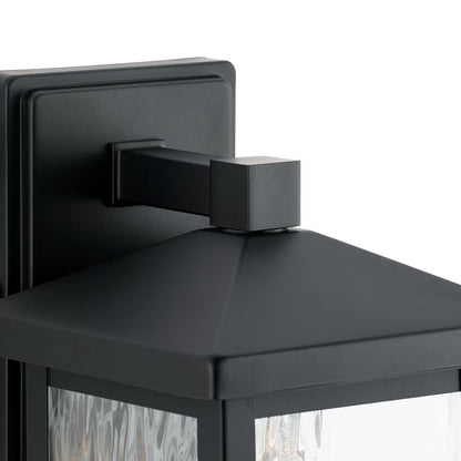 Owen 11.37" Black Outdoor Wall Lantern with Water Glass Shade
