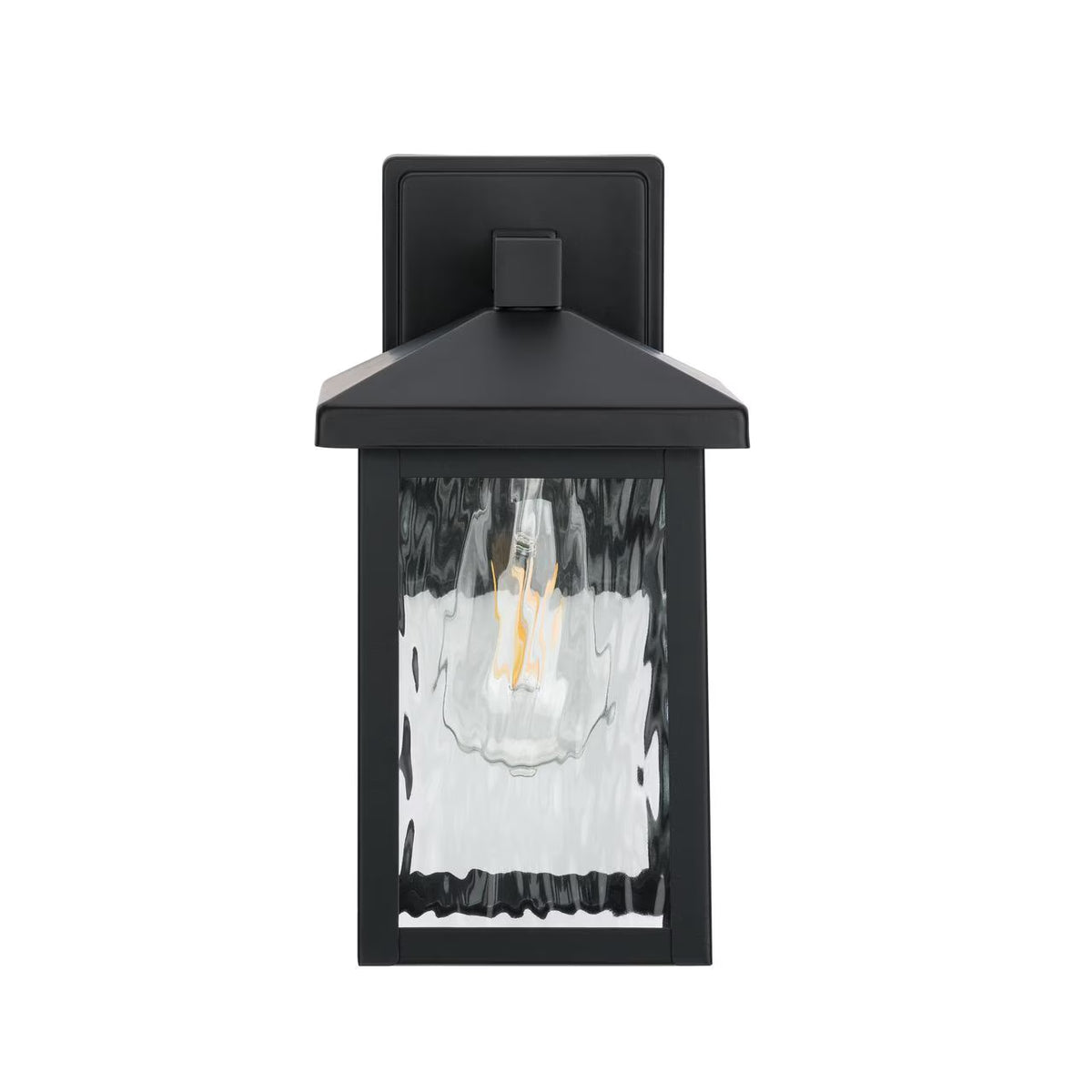 Owen 11.37" Black Outdoor Wall Lantern with Water Glass Shade