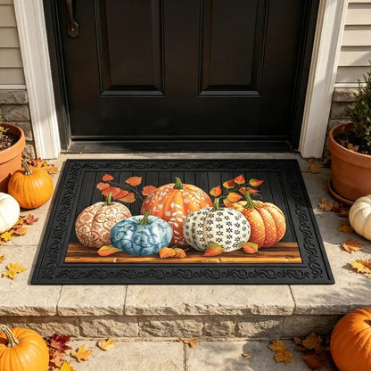 Elegant Pumpkin Fall Doormat, 36X20 in Waterproof Non-Slip ANTI-FATIGUE COMFORT PVC Doormat for Front Porch