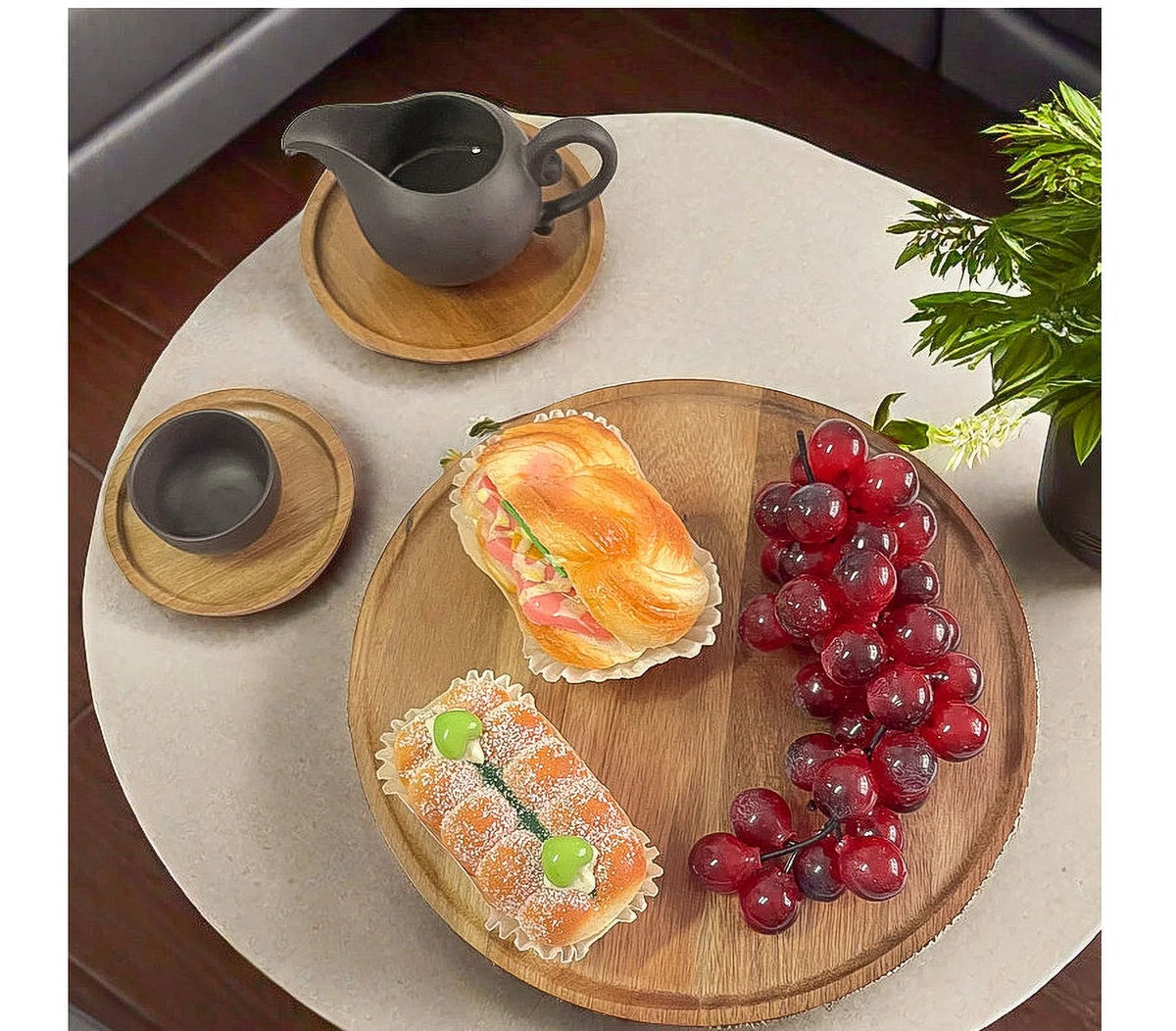 10 Inches Candle Holder Tray Home Decor, Acacia round Wood Tray for Coffee Table, Coffee Table Tray,Small Wooden Serving Tray, Decorative Trays for Home Decor(1 Pack)
