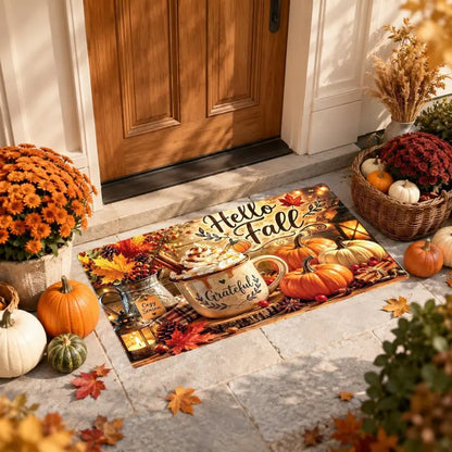 Elegant Pumpkin Fall Doormat, 36X20 in Waterproof Non-Slip ANTI-FATIGUE COMFORT PVC Doormat for Front Porch