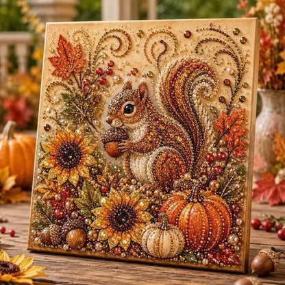 Beginner-Friendly Autumn Pearl Painting Kit Set (Pumpkin), 7.9X7.9In DIY Crafting with Selected Fall Scenes - Relaxing Home Decor Hanging Decor Project for Sparkling Artwork-Yy2