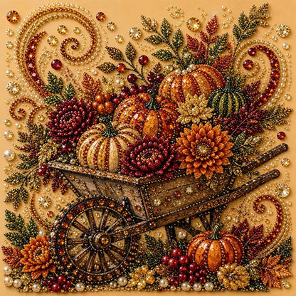 Beginner-Friendly Autumn Pearl Painting Kit Set (Pumpkin), 7.9X7.9In DIY Crafting with Selected Fall Scenes - Relaxing Home Decor Hanging Decor Project for Sparkling Artwork-Yy2
