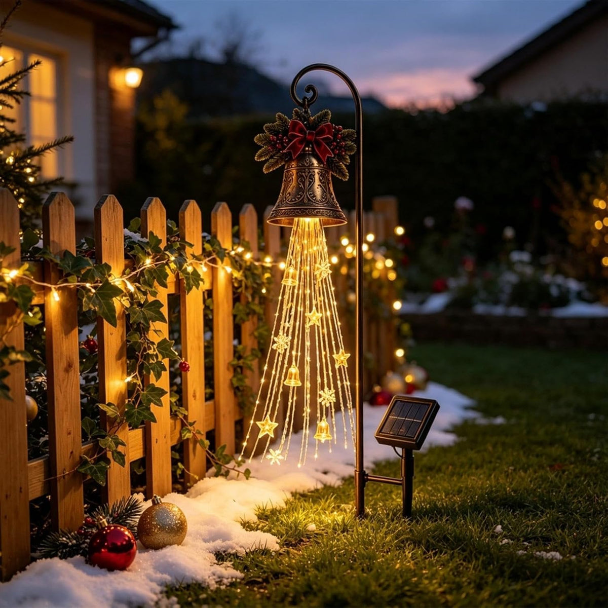 Christmas Bell Cascade Solar Yard Light for Christmas Yard Decor