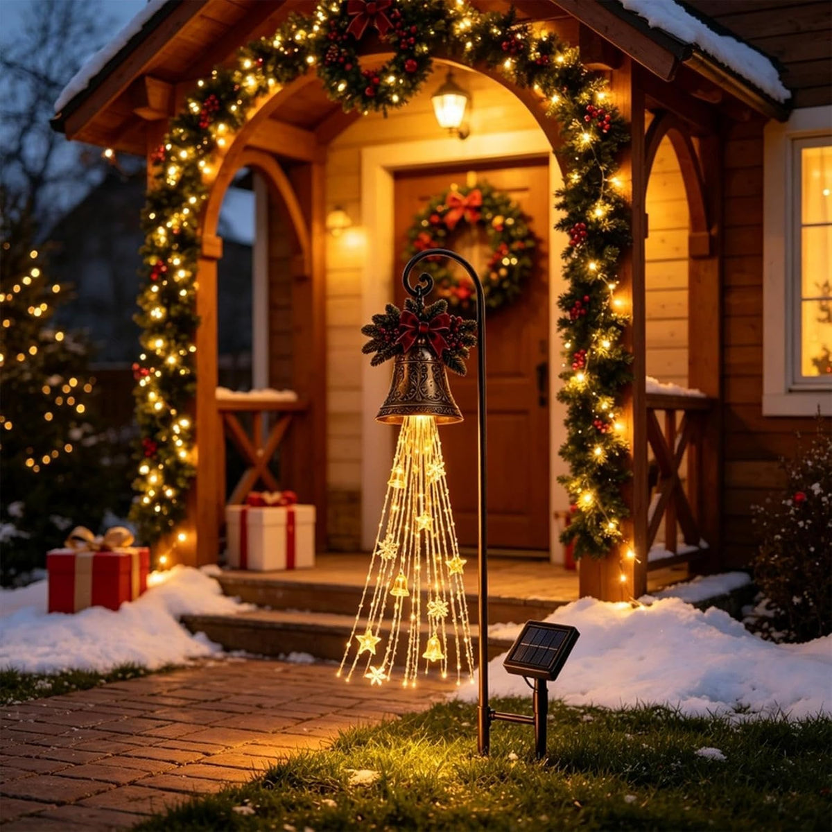 Christmas Bell Cascade Solar Yard Light for Christmas Yard Decor