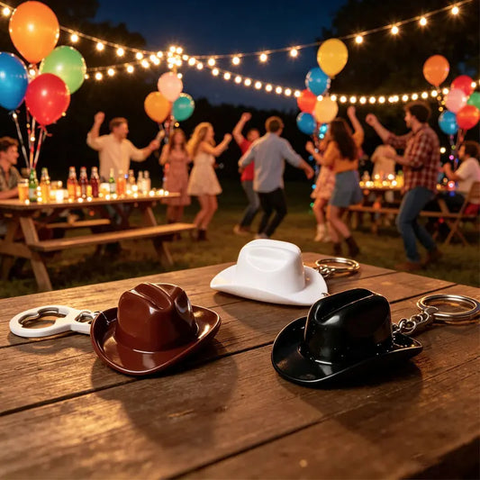 3-Pack Cowboy Hat Bottle Opener Keychains – Perfect for Opening Drinks and Beer Bottles, Ideal for Outdoor Activities, Parties, Personal Style, and Gift Giving